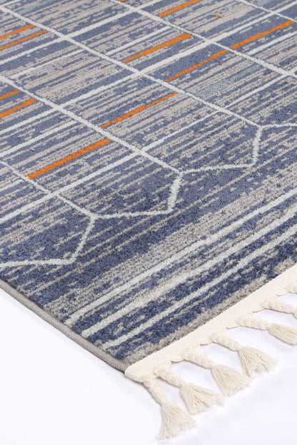 Inca Talca Contemporary In Blue & Orange Rug