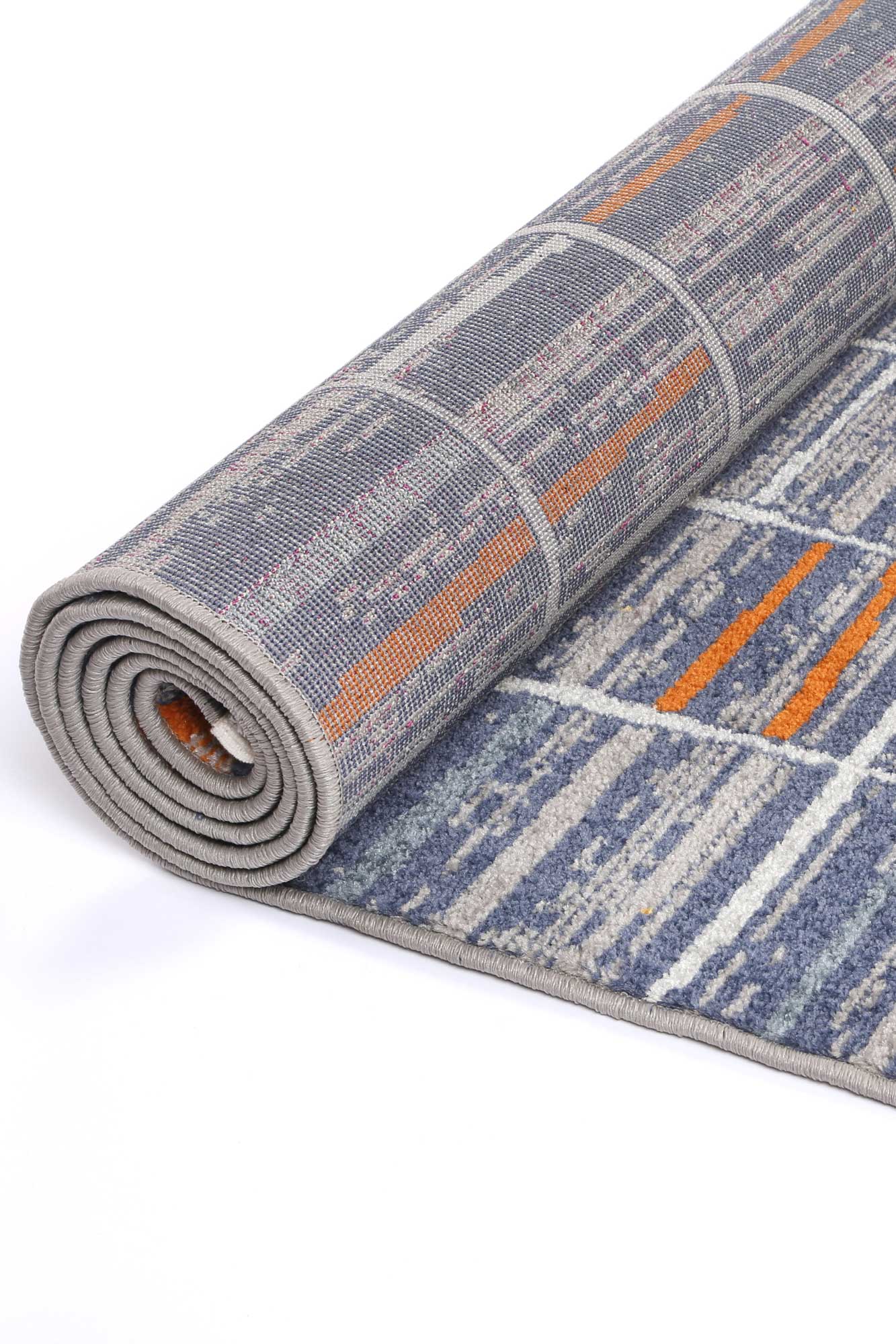 Inca Talca Contemporary In Blue & Orange Rug