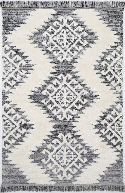 Karzey Chicham Tribal In Cream & Grey Rug