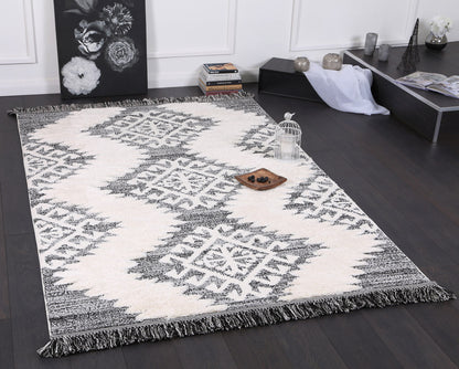 Karzey Chicham Tribal In Cream & Grey Rug