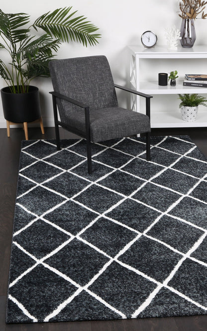 Christina Trellis Contemporary In Charcoal Rug