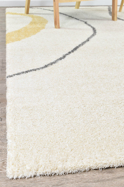 Lila Sumptuous Shaggy Pile Graphical Design 060 In Ripple Cream Rug