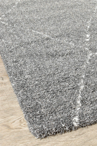 Lila Diamond Beautiful Shaggy Pile Contemporary Design 690 In Grey Rug