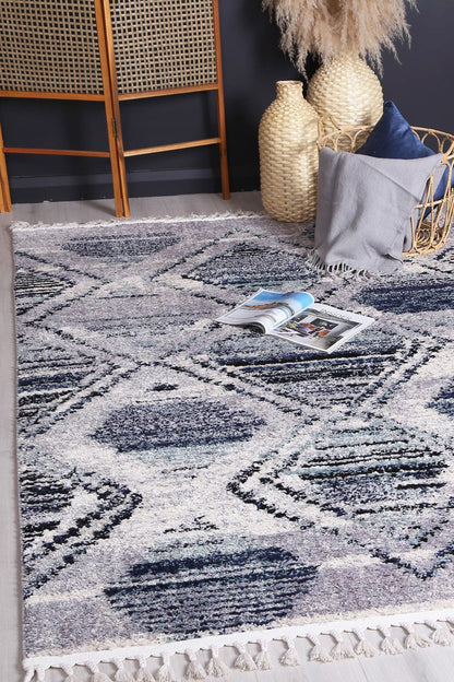 Mario Diamond Geometric in Blue Rug