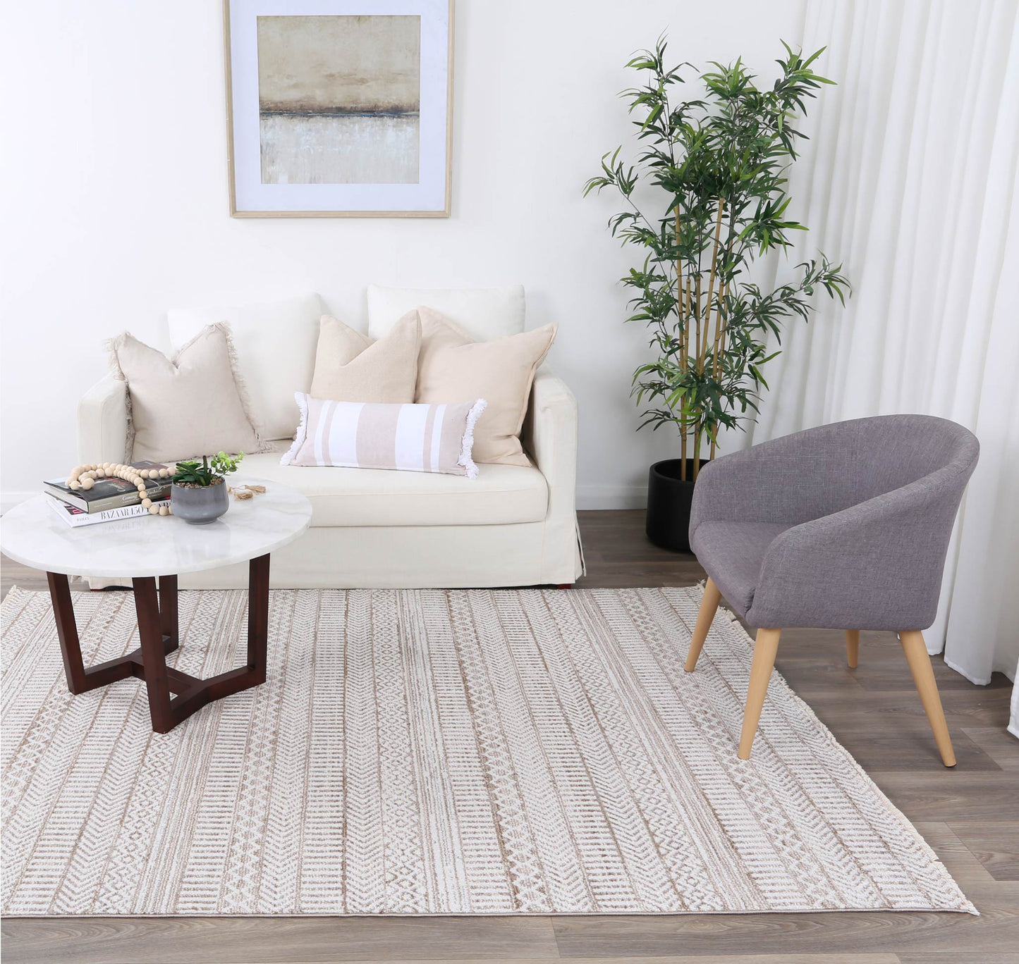 Maryland Kerman Tribal Soft In Beige & White Rug
