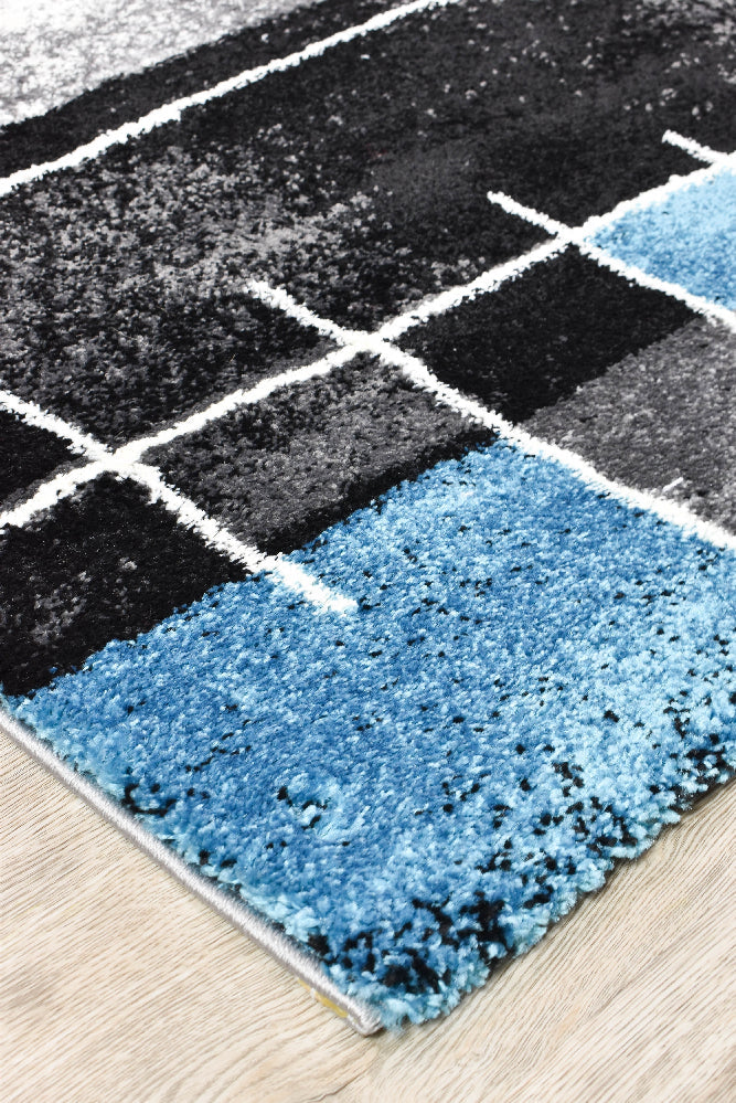 Dahlia 297 In Dark Grey & Turquoise Rug