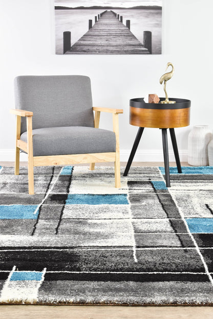 Dahlia 297 In Dark Grey & Turquoise Rug