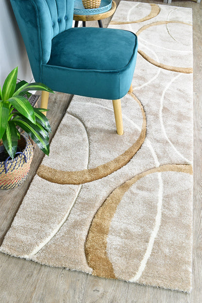 Dahlia 798 In Beige Dark & Beige : Runner Rug