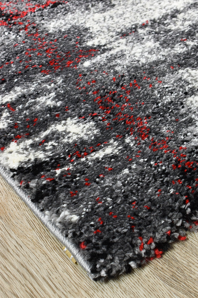 Dahlia 347 In Light Grey & Red : Runner Rug