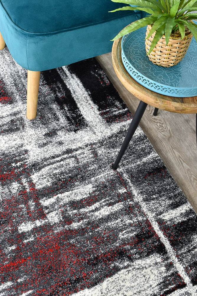 Dahlia 347 In Light Grey & Red : Runner Rug