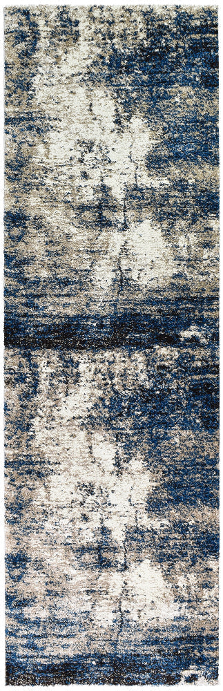 Dahlia 651 In White & Blue : Runner Rug