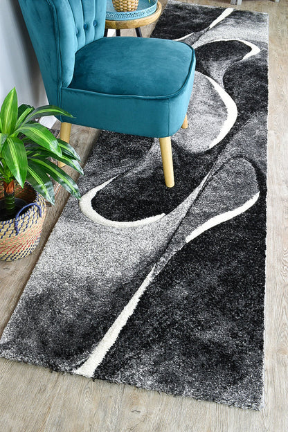 Dahlia 37 In Dark Grey & White Rug