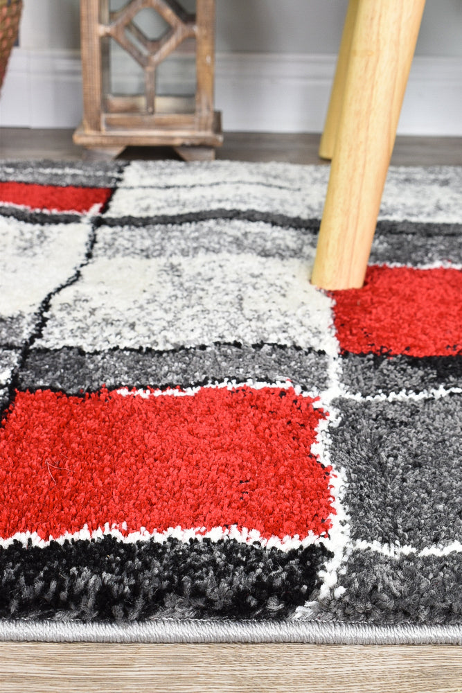 Dahlia 297 in Dark Grey & Red Rug