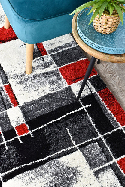 Dahlia 297 in Dark Grey & Red Rug