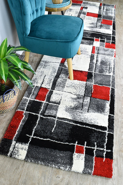 Dahlia 297 in Dark Grey & Red Rug