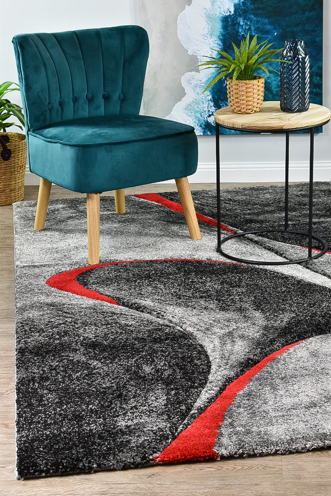 Dahlia 37 in Dark Grey & Red Rug