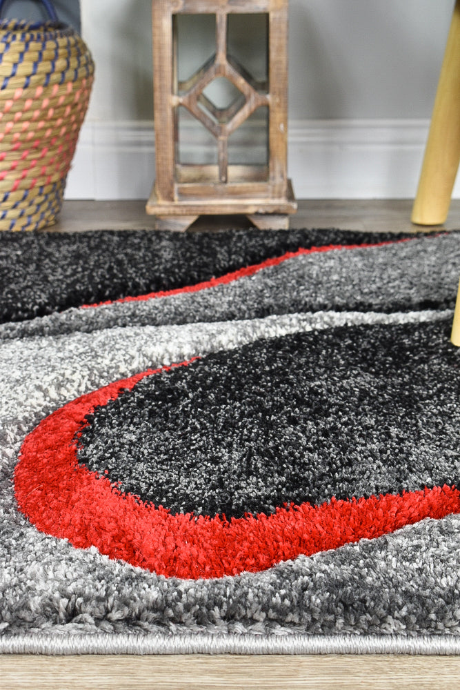 Dahlia 37 In Dark Grey & Red : Runner Rug