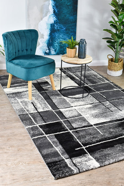 Dahlia 297 In Dark Grey & Black Rug