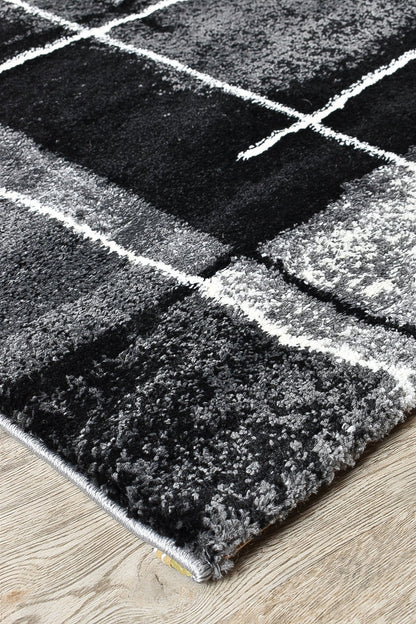 Dahlia 297 In Dark Grey & Black Rug