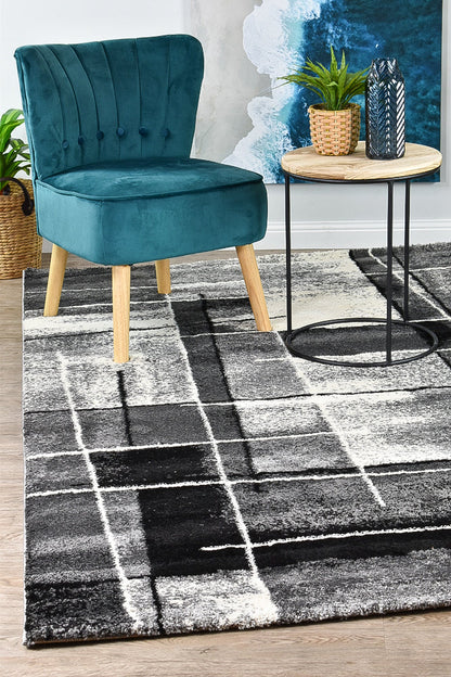 Dahlia 297 In Dark Grey & Black Rug