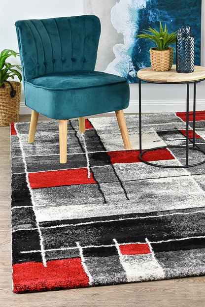 Dahlia 297 in Dark Grey & Red Rug