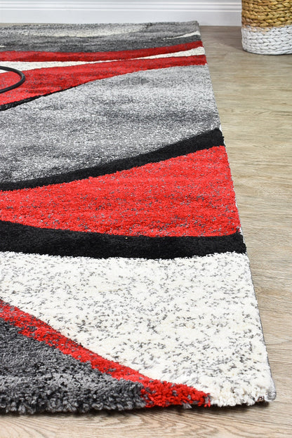 Dahlia 300 In Light Grey & Red Rug