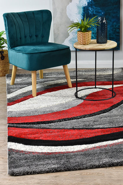 Dahlia 300 In Light Grey & Red Rug