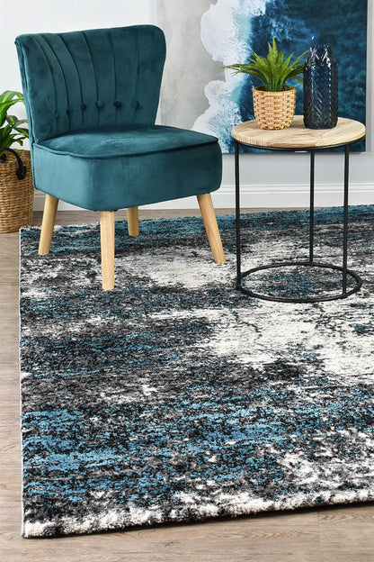 Dahlia 651 In White & Turquoise Rug