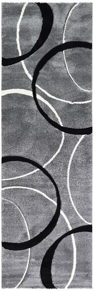 Dahlia 798 In Light Grey & Black : Runner Rug