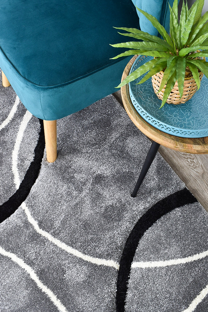 Dahlia 798 In Light Grey & Black Rug