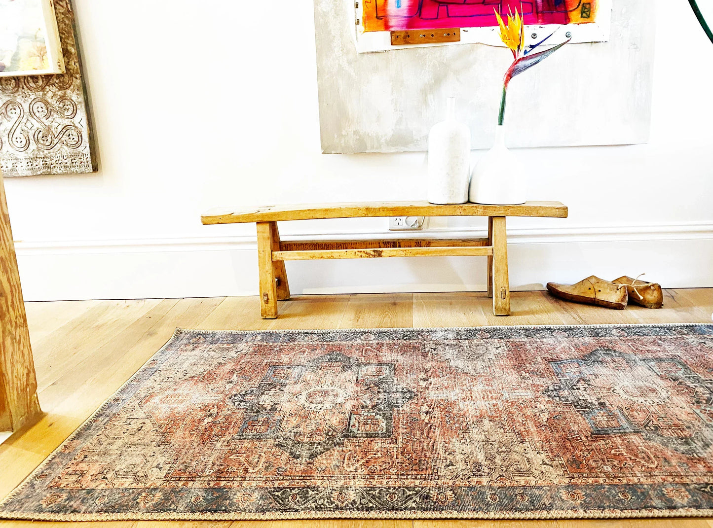 Distressed Vintage Cezanne In Multicolour : Runner Rug