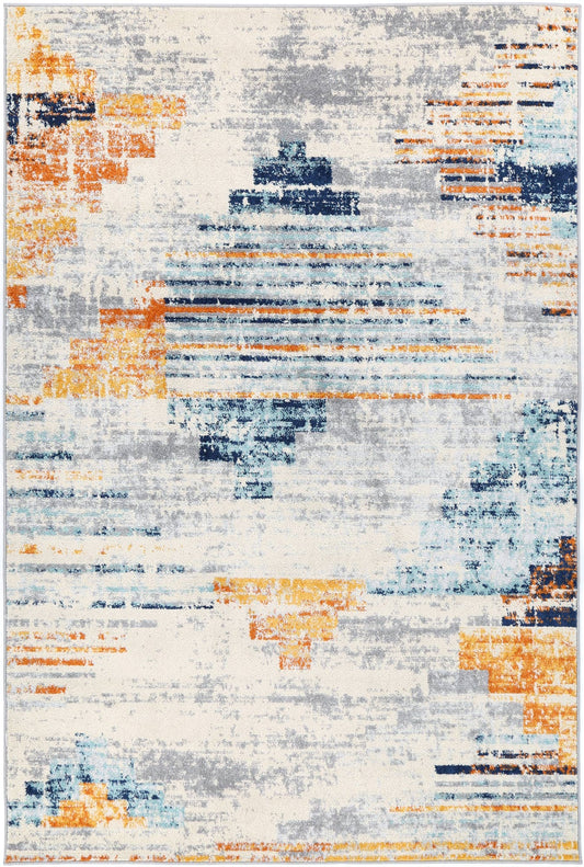 Sicily Noto Contemporary In Blue & Yellow Rug