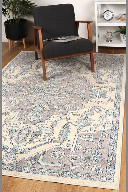 Sicily Avola Transitional In Grey & Blue Rug