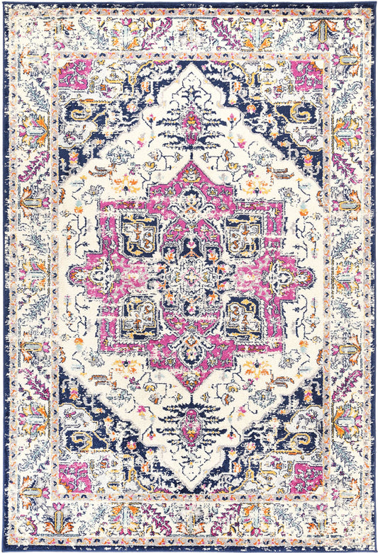 Sicily Nicosia Transitional In Navy & Pink Rug