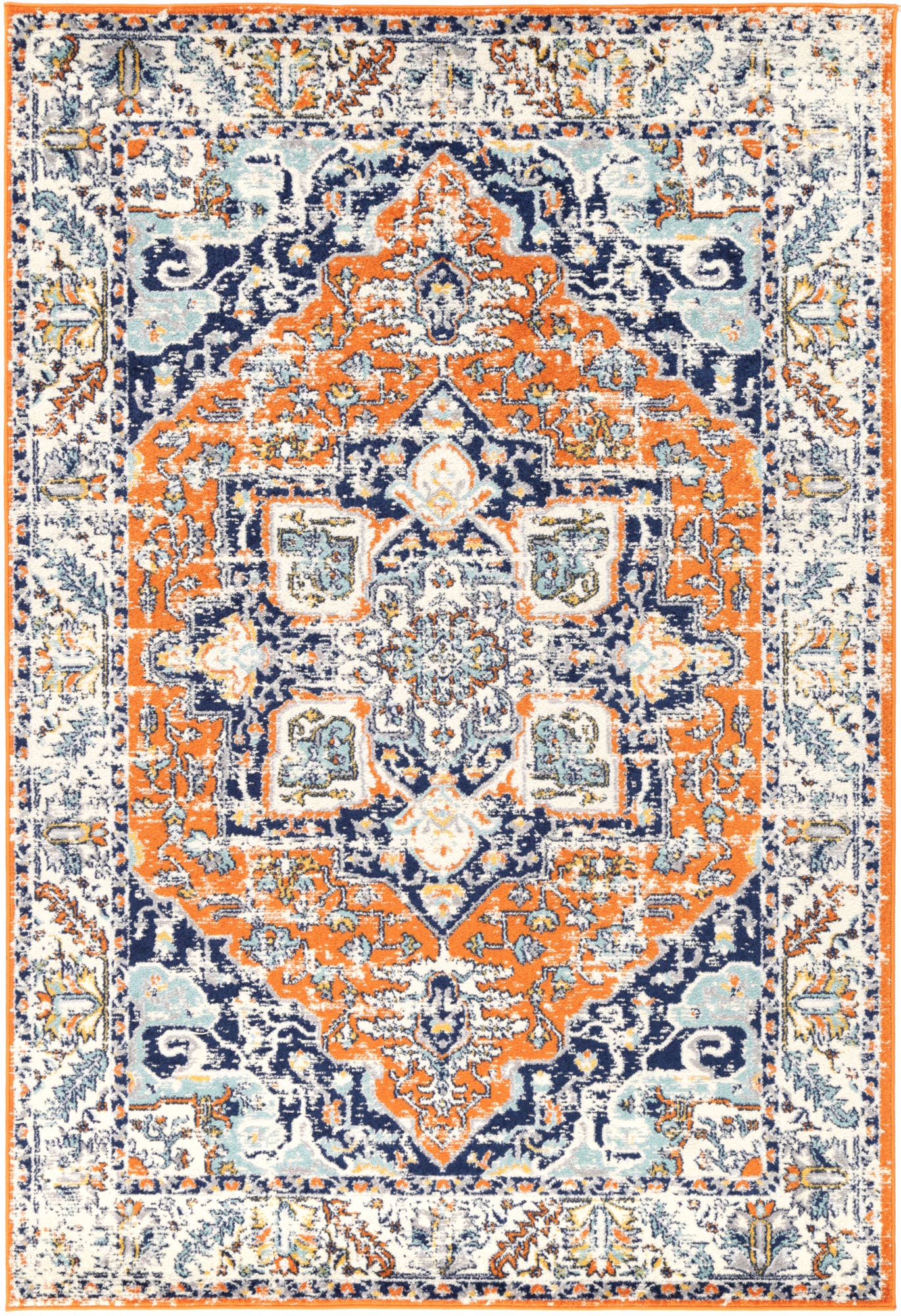 Sicily Messina Transitonal In Orange & Blue Rug