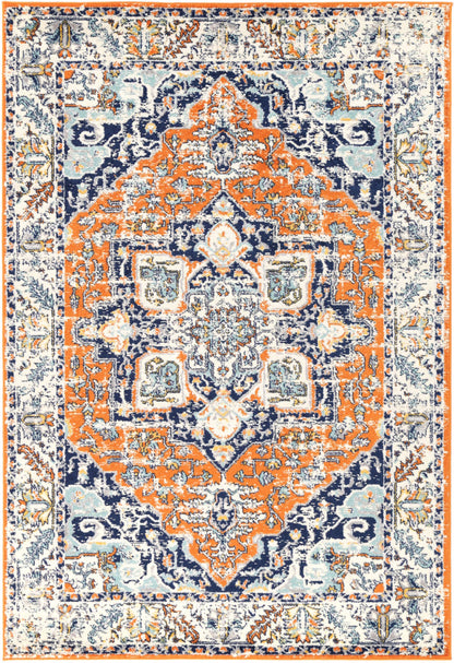 Sicily Messina Transitonal In Orange & Blue Rug