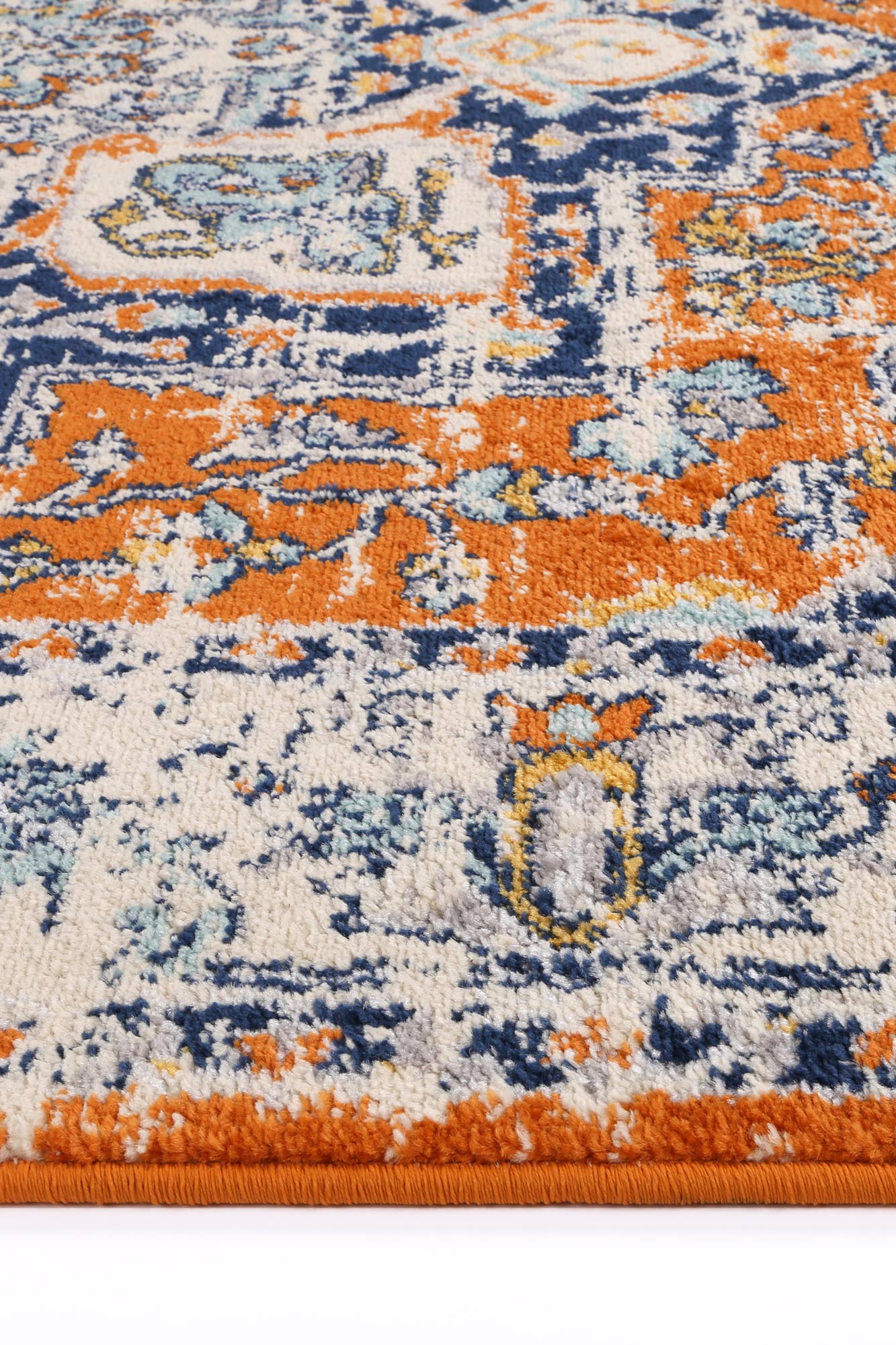 Sicily Messina Transitonal In Orange & Blue Rug