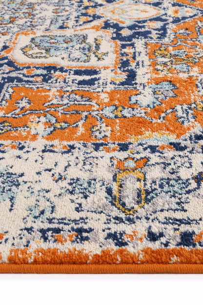 Sicily Messina Transitonal In Orange & Blue Rug