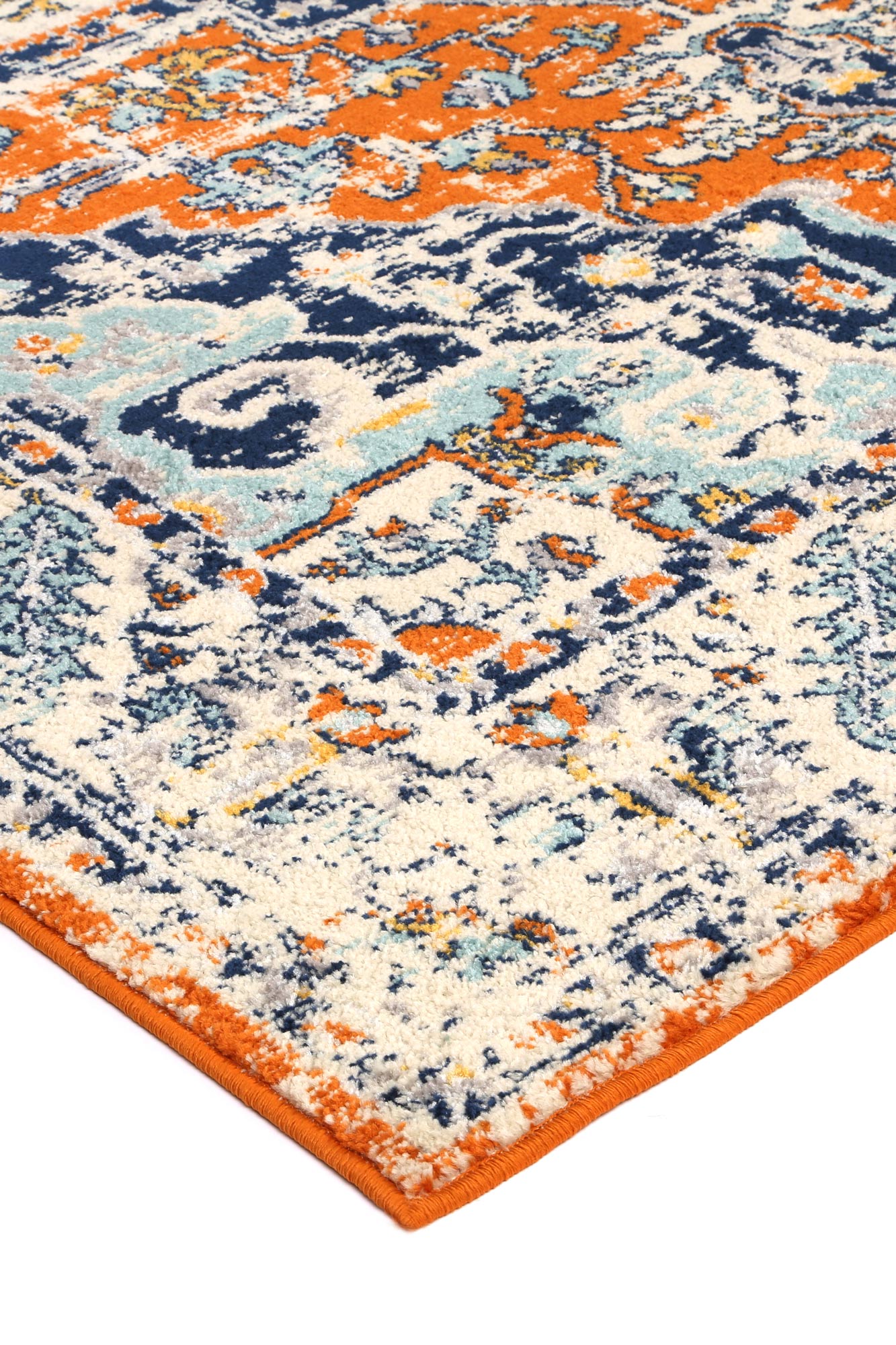 Sicily Messina Transitonal In Orange & Blue Rug