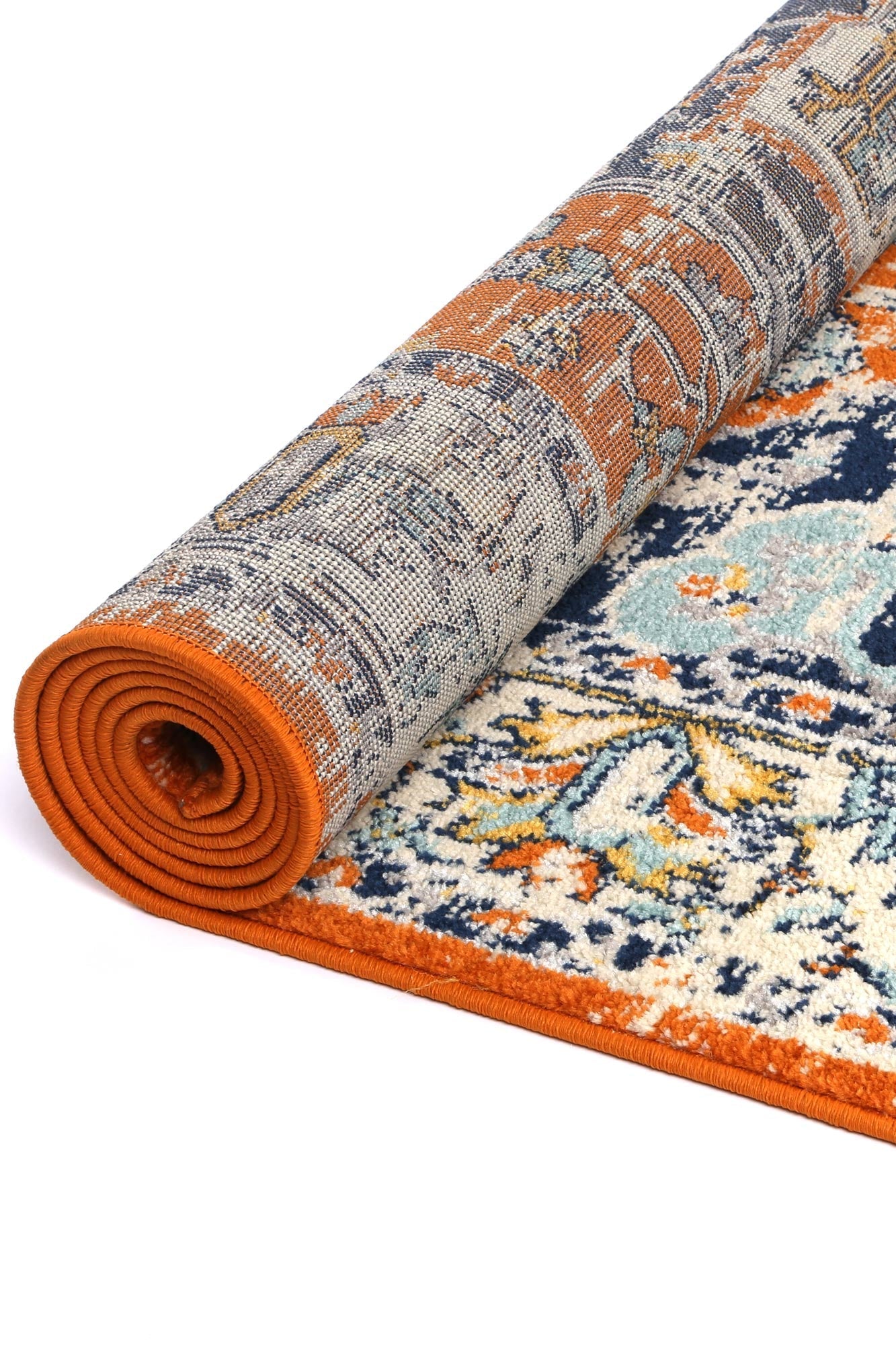 Sicily Messina Transitonal In Orange & Blue Rug