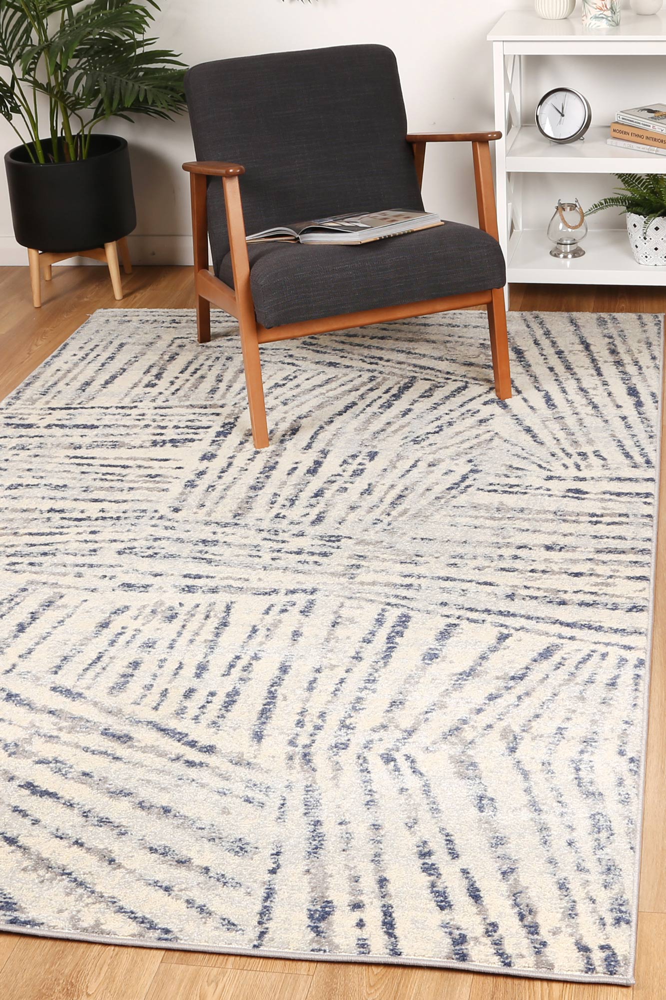 Sicily Ferraro Geometric In Ivory & Blue Rug