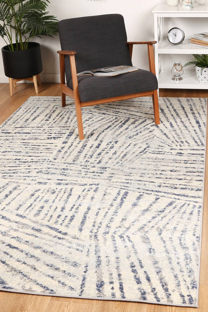 Sicily Ferraro Geometric In Ivory & Blue Rug