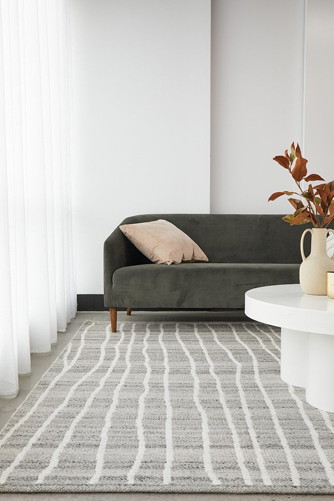 Stockholm Lucas Modern Design In Grey & White Rug