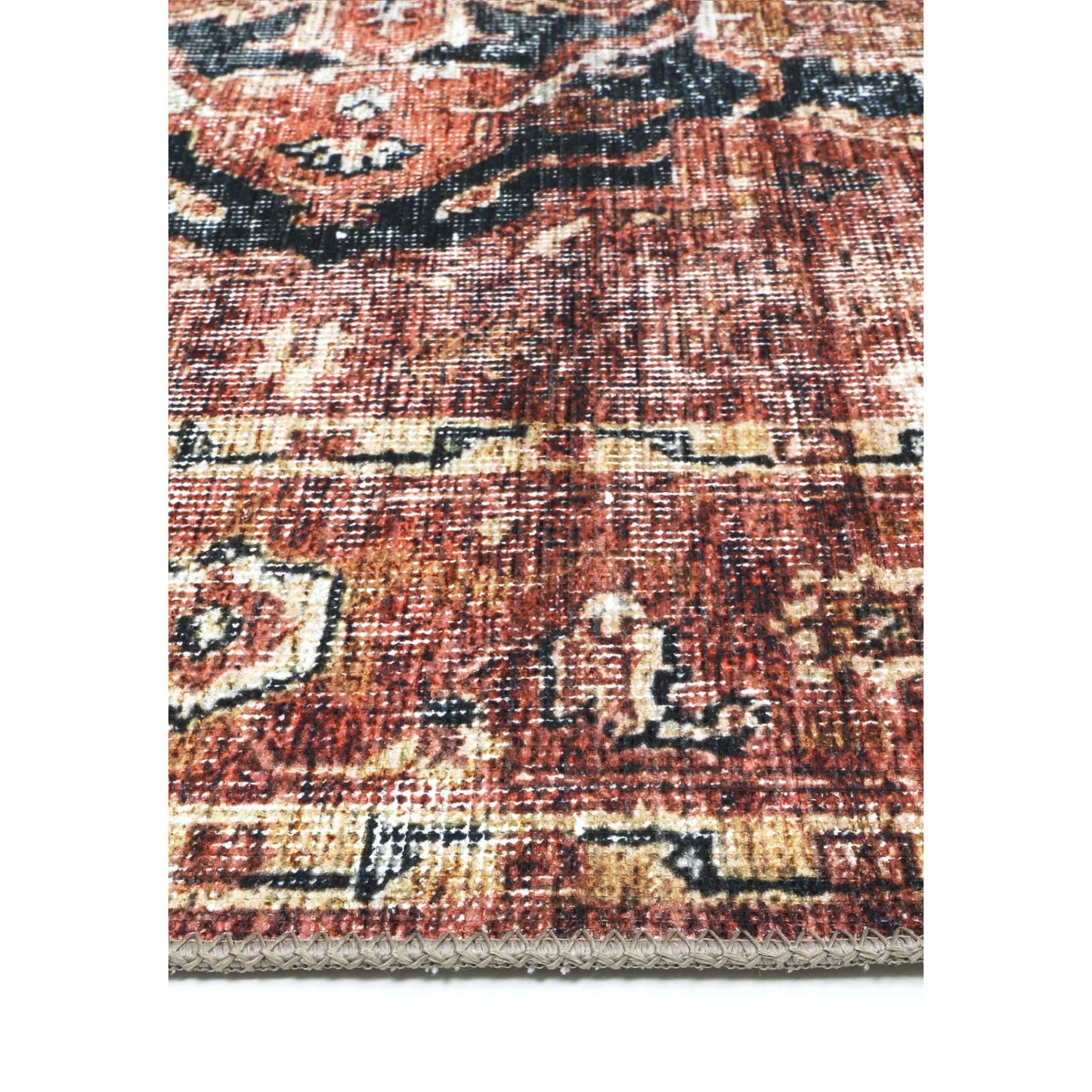 Distressed Vintage Cezanne In Brown : Round Rug