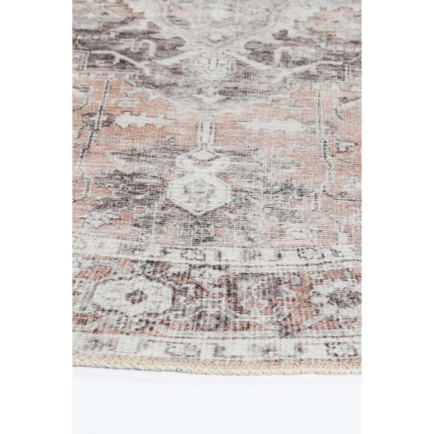 Distressed Vintage Cezanne In Grey : Round Rug