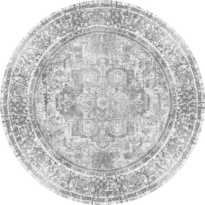 Distressed Vintage Chilaz In Grey : Round Rug