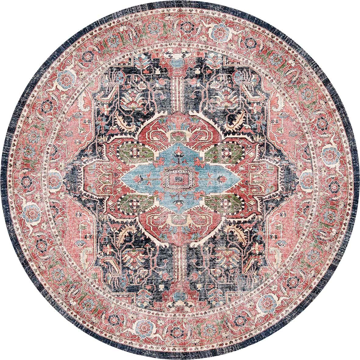 Distressed Vintage Kendra In Pink : Round Rug